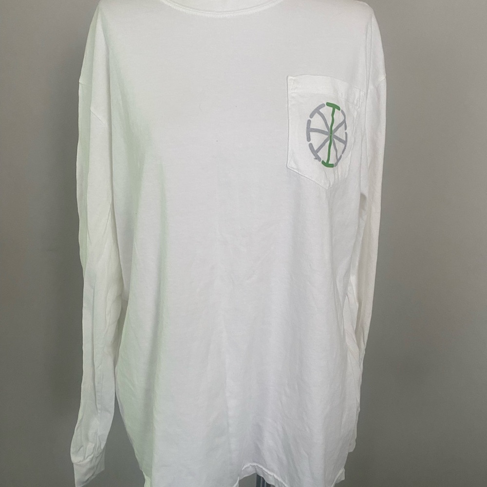 Comfort Colors White Long Sleeve Tee with Pocket Design
